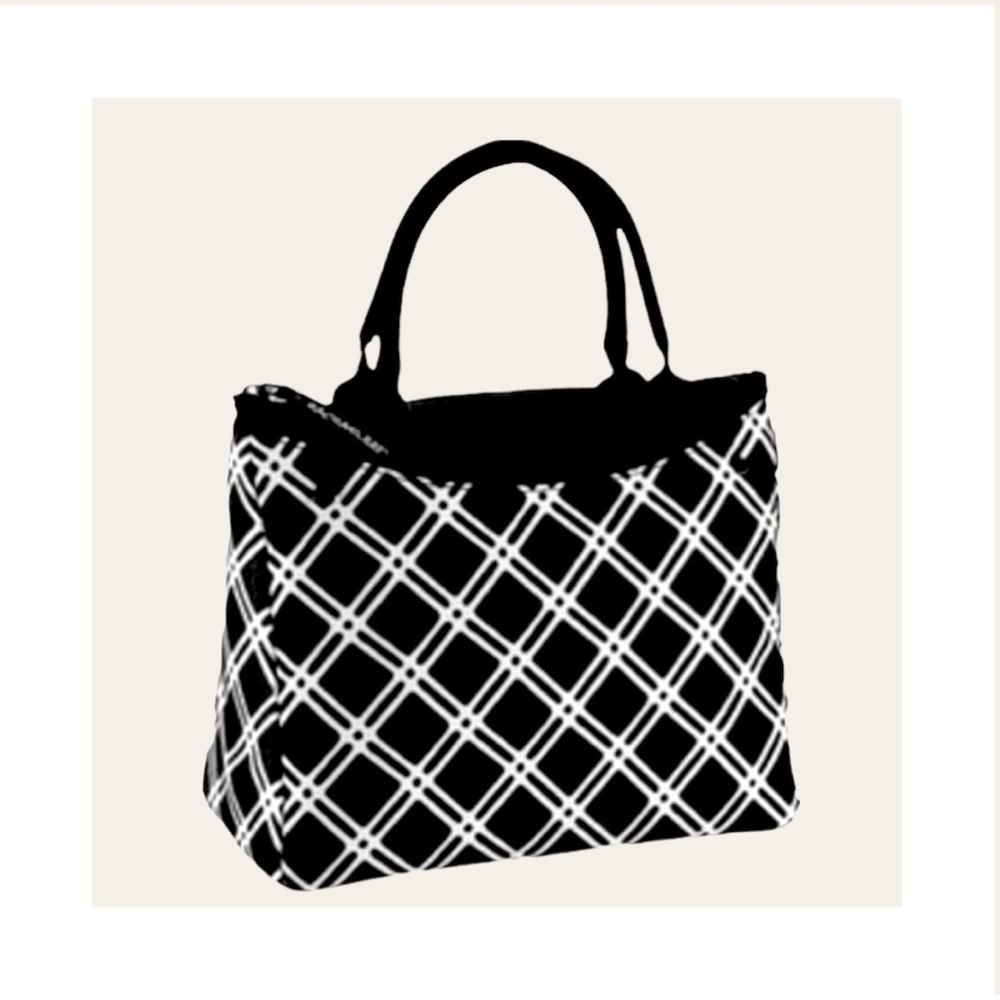 Black/white Insulated Lunch Tote Bag